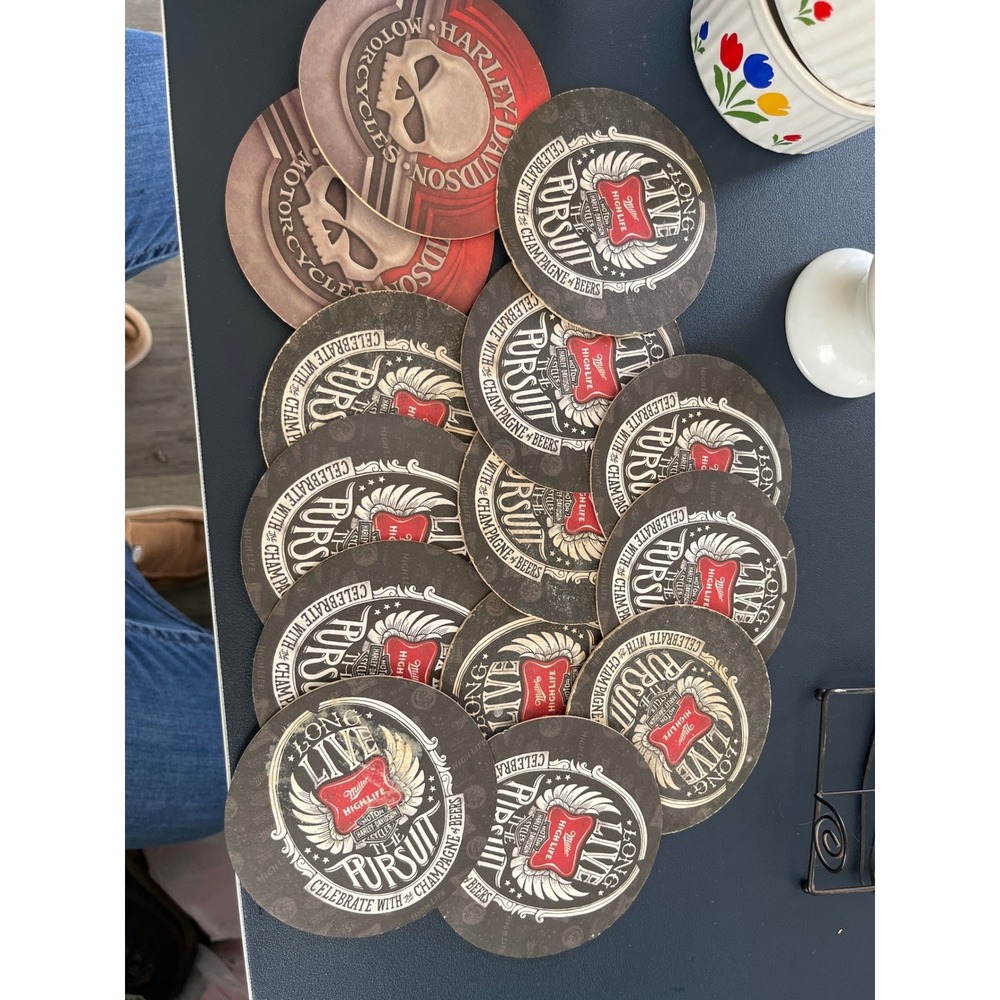 Miller High Life Harley Davidson Pursuit Beer Champagne Coasters Lot Bar